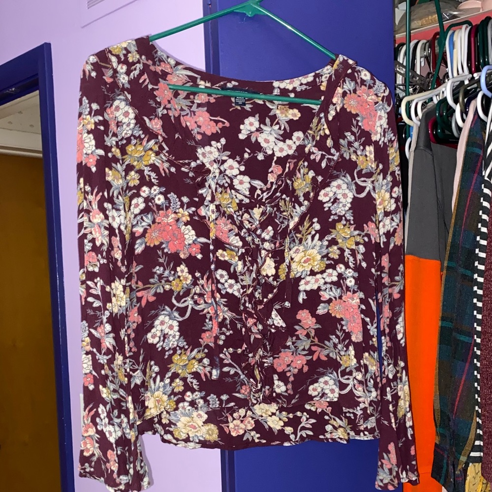 Floral Lace Up Top
